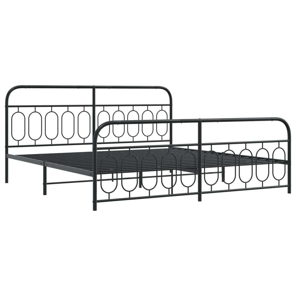 Bettgestell mit Kopf- und Fußteil Metall Schwarz 200x200 cm