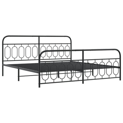 Bettgestell mit Kopf- und Fußteil Metall Schwarz 200x200 cm