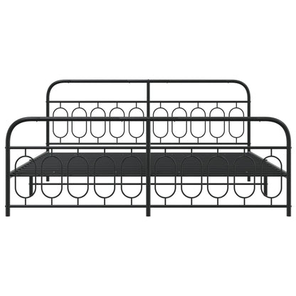 Bettgestell mit Kopf- und Fußteil Metall Schwarz 200x200 cm