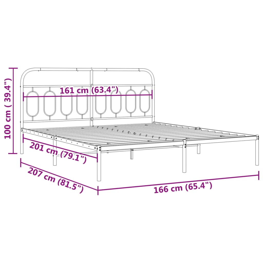 Bettgestell mit Kopfteil Metall Weiß 160x200 cm