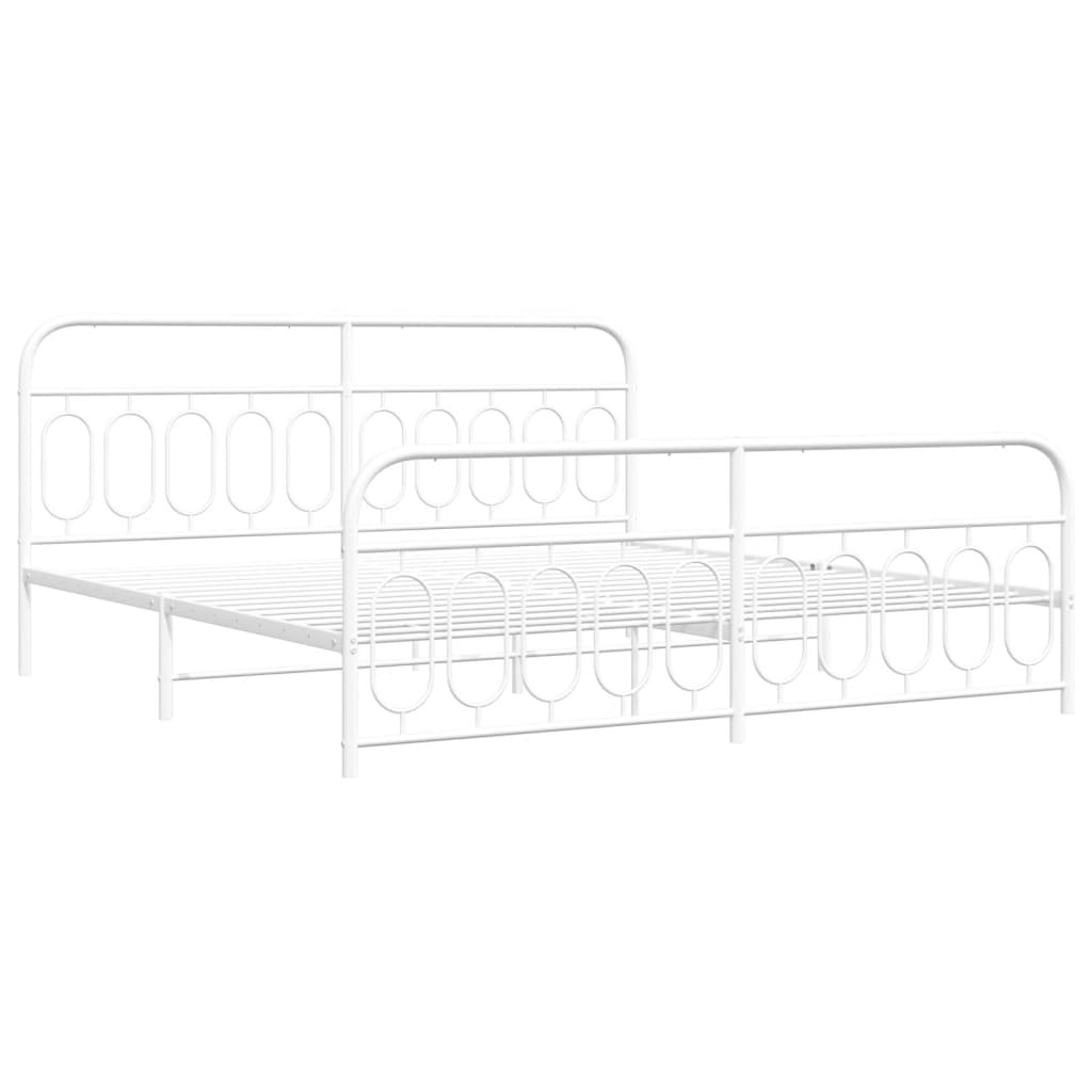 Bettgestell mit Kopf- und Fußteil Metall Weiß 200x200 cm