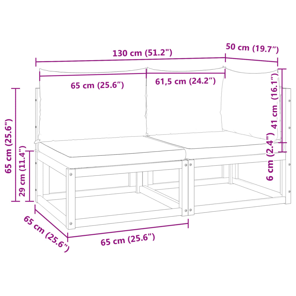 Gartensofa mit Kissen 2-Sitzer Massivholz Akazie