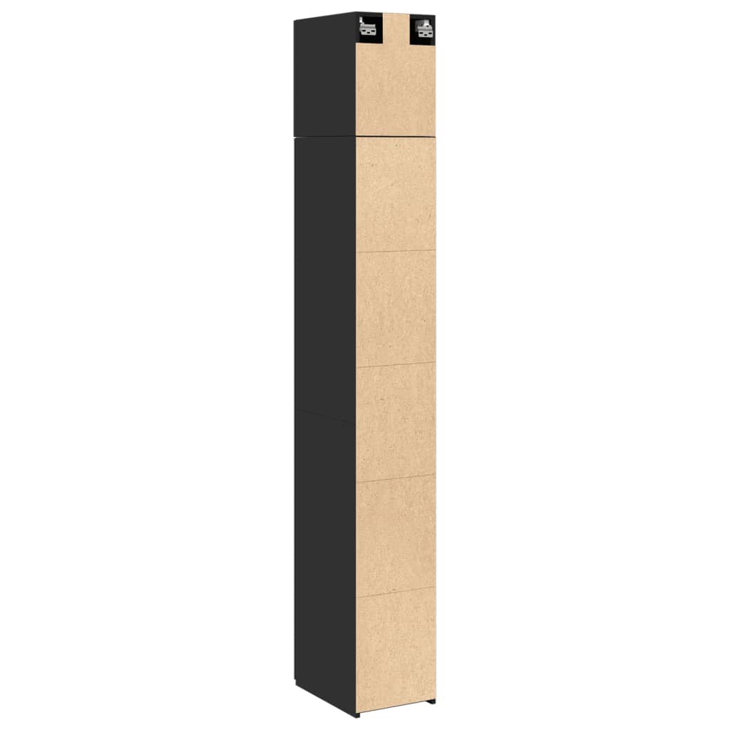 Hochschrank Schmal Schwarz 30x42,5x225 cm Holzwerkstoff