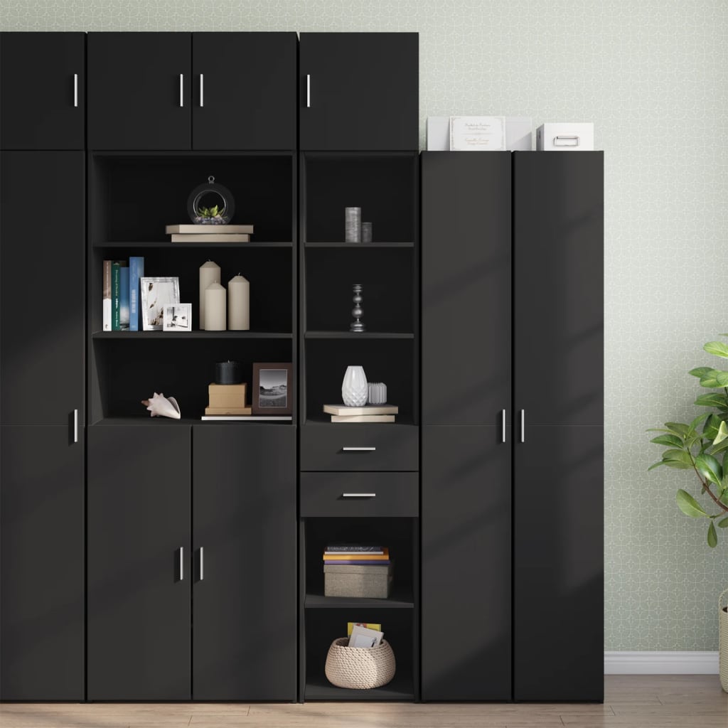 Hochschrank Schmal Schwarz 40x42,5x225 cm Holzwerkstoff