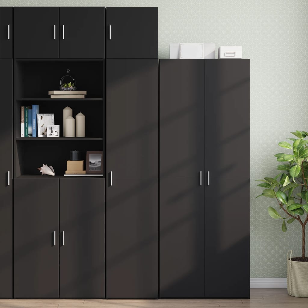 Hochschrank Schmal Schwarz 40x42,5x225 cm Holzwerkstoff