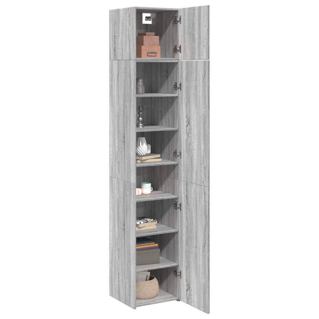 Hochschrank Schmal Grau Sonoma 40x42,5x225 cm Holzwerkstoff