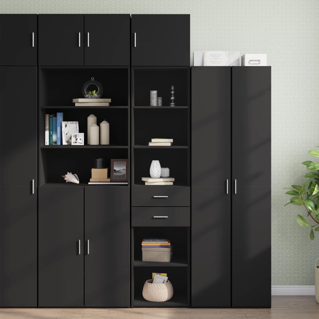 Hochschrank Schmal Schwarz 45x42,5x225 cm Holzwerkstoff