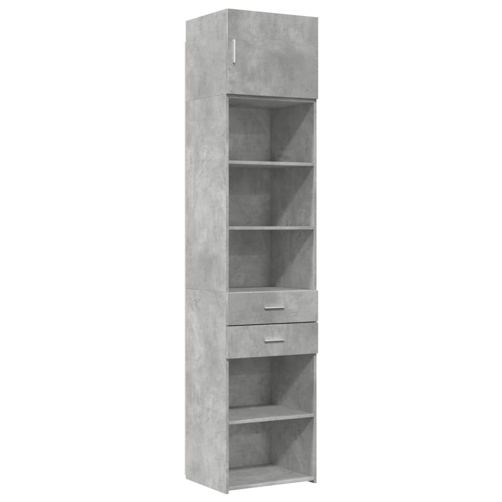 Hochschrank Schmal Betongrau 50x42,5x225 cm Holzwerkstoff