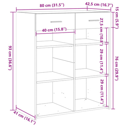 Sideboard Schwarz 80x42,5x93 cm Holzwerkstoff