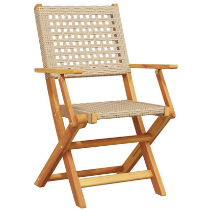 7-tlg. Garten-Essgruppe Poly Rattan und Massivholz Beige