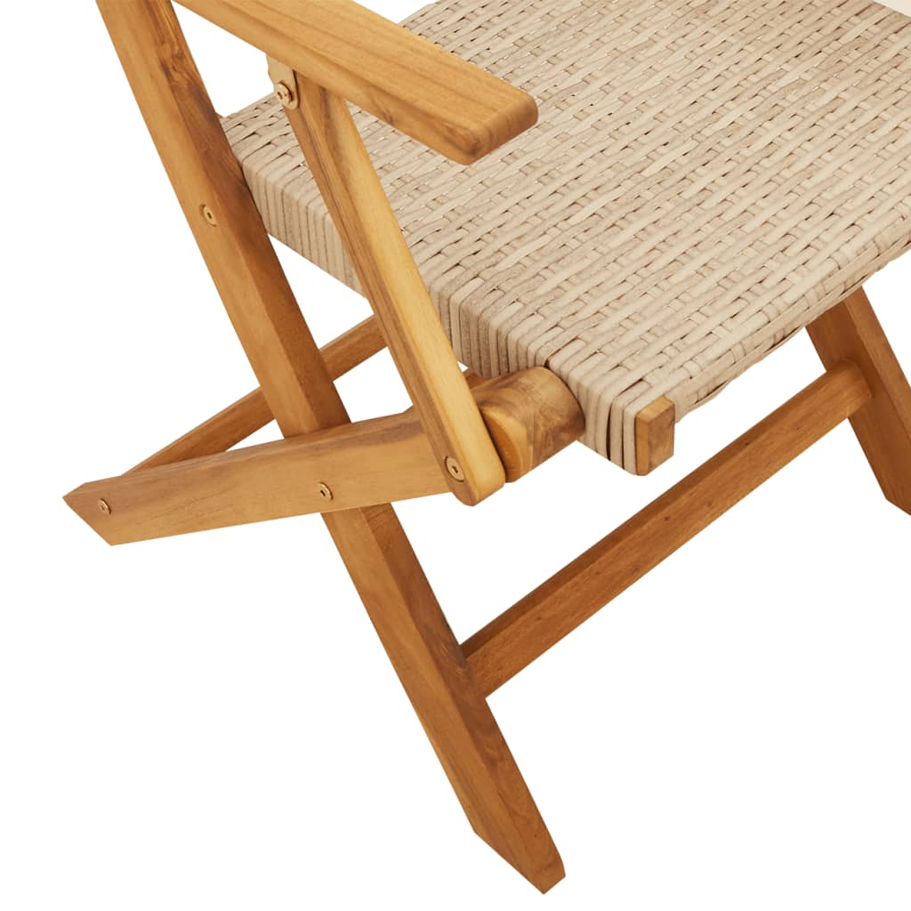 7-tlg. Garten-Essgruppe Poly Rattan und Massivholz Beige