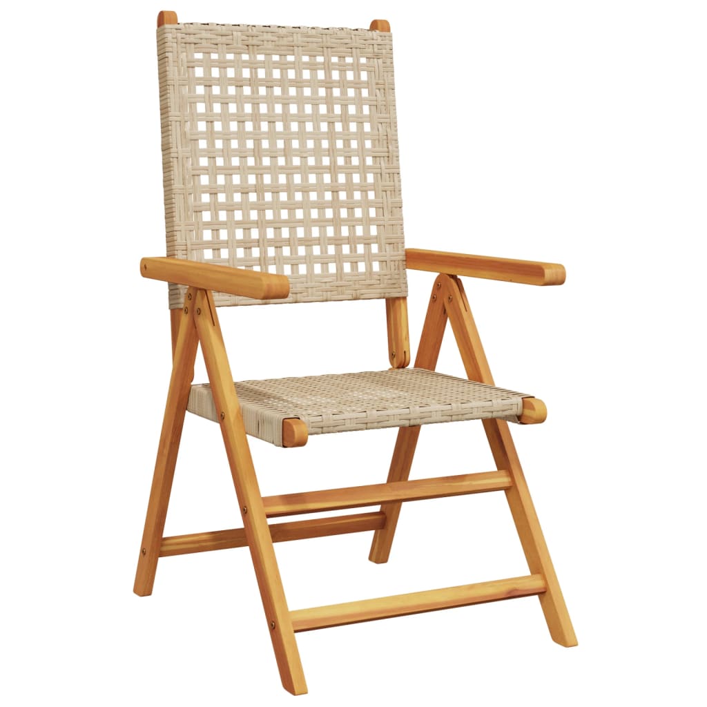 7-tlg. Garten-Essgruppe Poly Rattan und Massivholz Beige