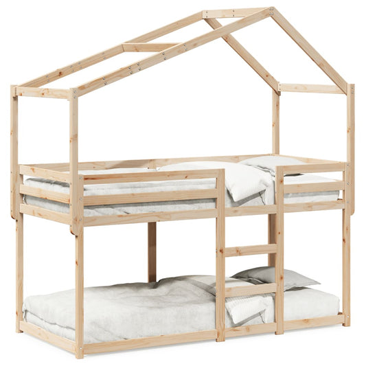 Etagenbett mit Dach 75x190 cm Massivholz Kiefer