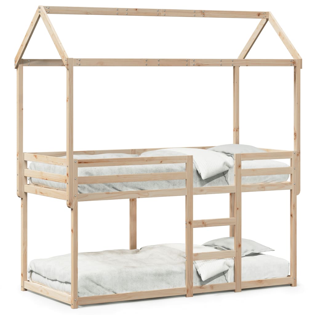 Etagenbett mit Dach 75x190 cm Massivholz Kiefer