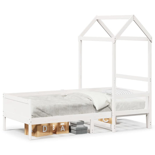 Tagesbett mit Dach Weiß 90x190 cm Massivholz Kiefer