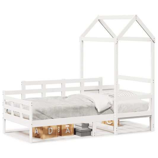 Tagesbett mit Dach Weiß 80x200 cm Massivholz Kiefer