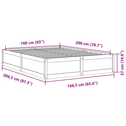 Massivholzbett ohne Matratze Weiß 160x200 Kiefernholz