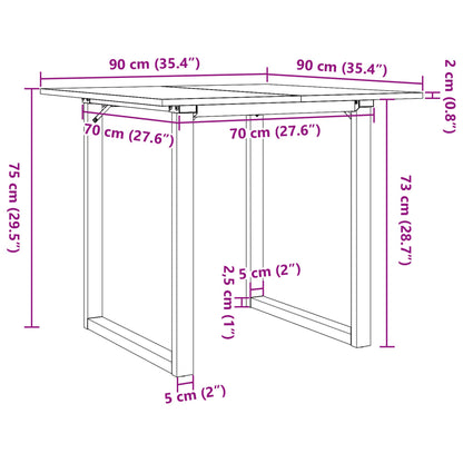 Esstisch O-Gestell 90x90x75cm Massivholz Kiefer und Gusseisen