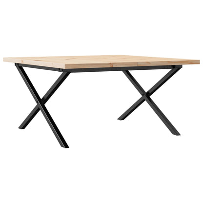 Couchtisch X-Gestell 90x90x45,5cm Massivholz Kiefer & Gusseisen