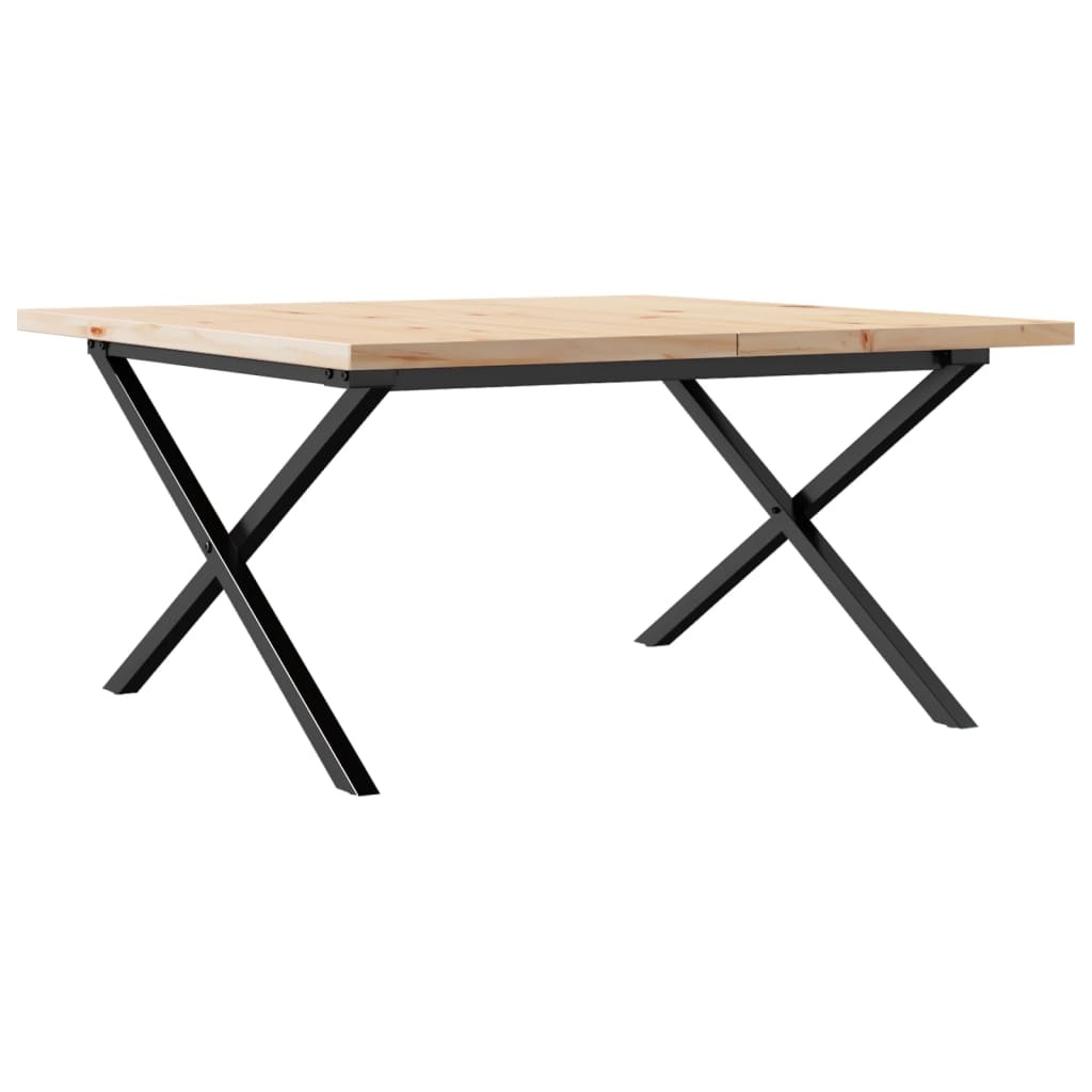 Couchtisch X-Gestell 90x90x45,5cm Massivholz Kiefer & Gusseisen