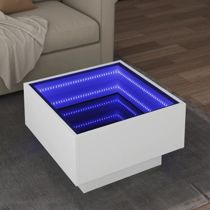 LED-Couchtisch Weiß 50x50x30 cm Holzwerkstoff