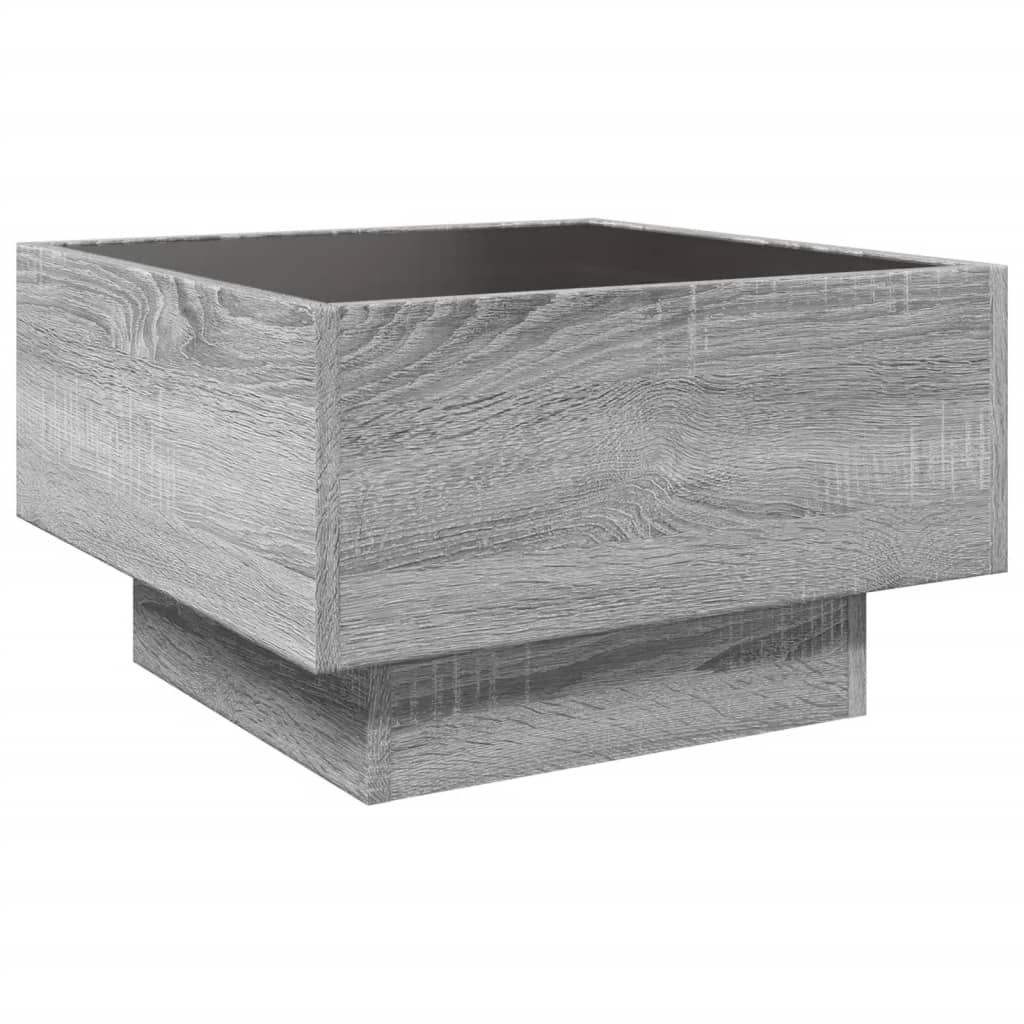 LED-Couchtisch Grau Sonoma 50x50x30 cm Holzwerkstoff