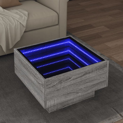 LED-Couchtisch Grau Sonoma 50x50x30 cm Holzwerkstoff