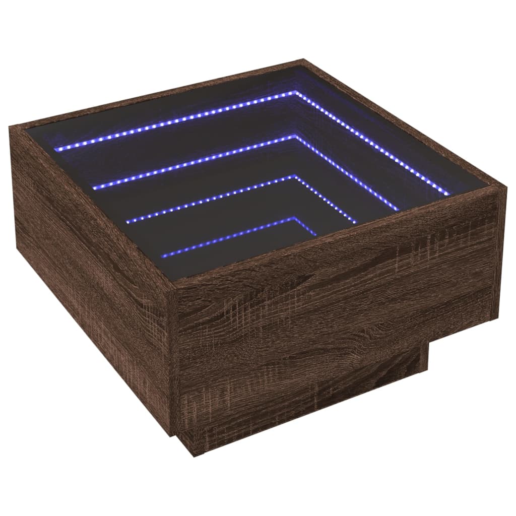 LED-Couchtisch Braun Eichen-Optik 50x50x30 cm Holzwerkstoff