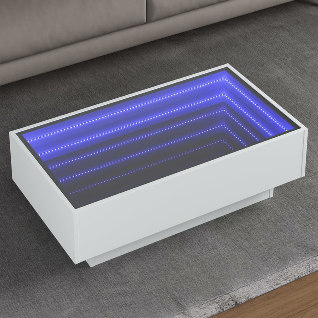 LED-Couchtisch Weiß 90x50x30 cm Holzwerkstoff