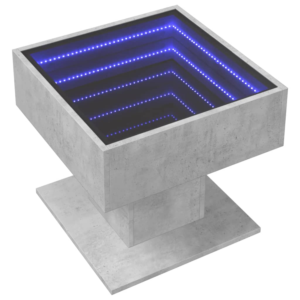 LED-Couchtisch Betongrau 50x50x45 cm Holzwerkstoff