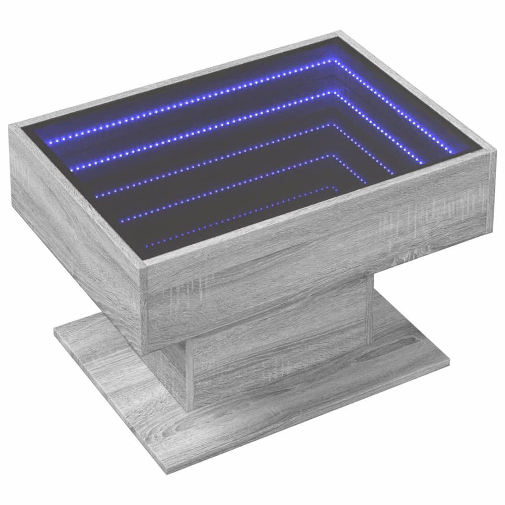 LED-Couchtisch Grau Sonoma 70x50x45 cm Holzwerkstoff