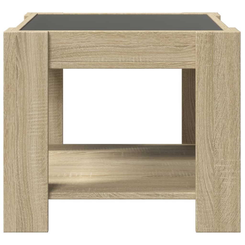 LED-Couchtisch Sonoma Eiche 53x53x45 cm Holzwerkstoff