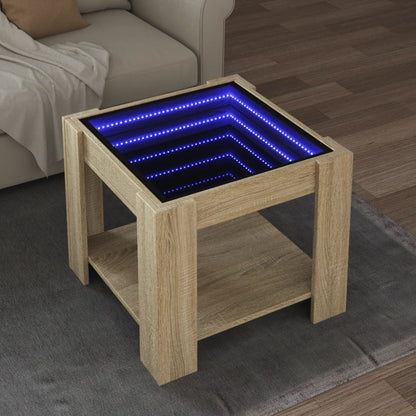 LED-Couchtisch Sonoma Eiche 53x53x45 cm Holzwerkstoff