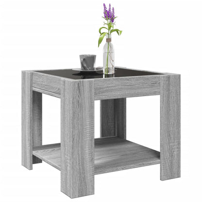 LED-Couchtisch Grau Sonoma 53x53x45 cm Holzwerkstoff