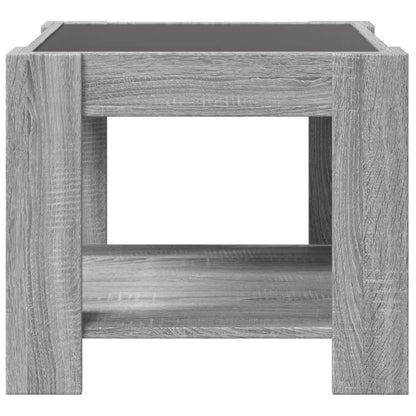 LED-Couchtisch Grau Sonoma 53x53x45 cm Holzwerkstoff