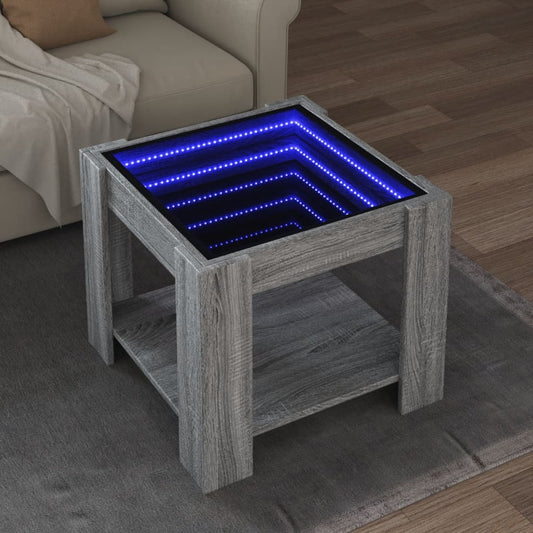 LED-Couchtisch Grau Sonoma 53x53x45 cm Holzwerkstoff