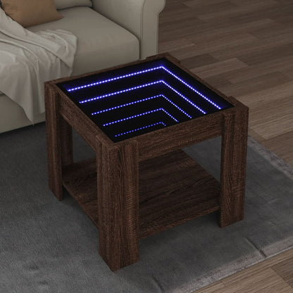 LED-Couchtisch Braun Eichen-Optik 53x53x45 cm Holzwerkstoff