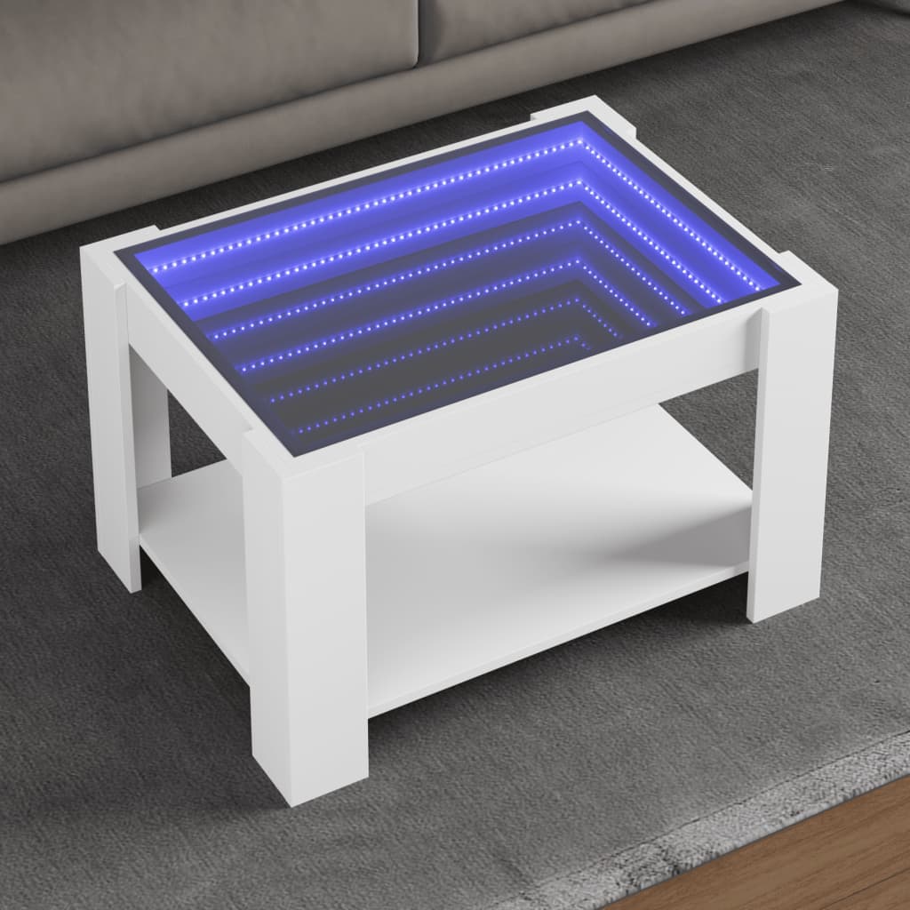 Couchtisch mit LED-Leuchten Weiß 73x53x45 cm Holzwerkstoff