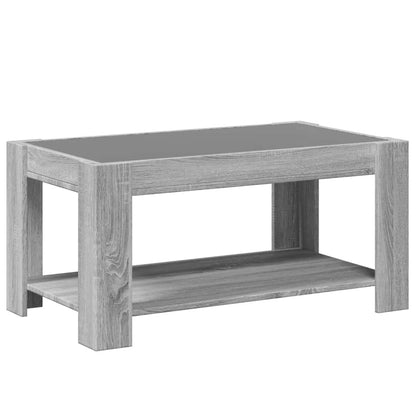 LED-Couchtisch Grau Sonoma 93x53x45 cm Holzwerkstoff