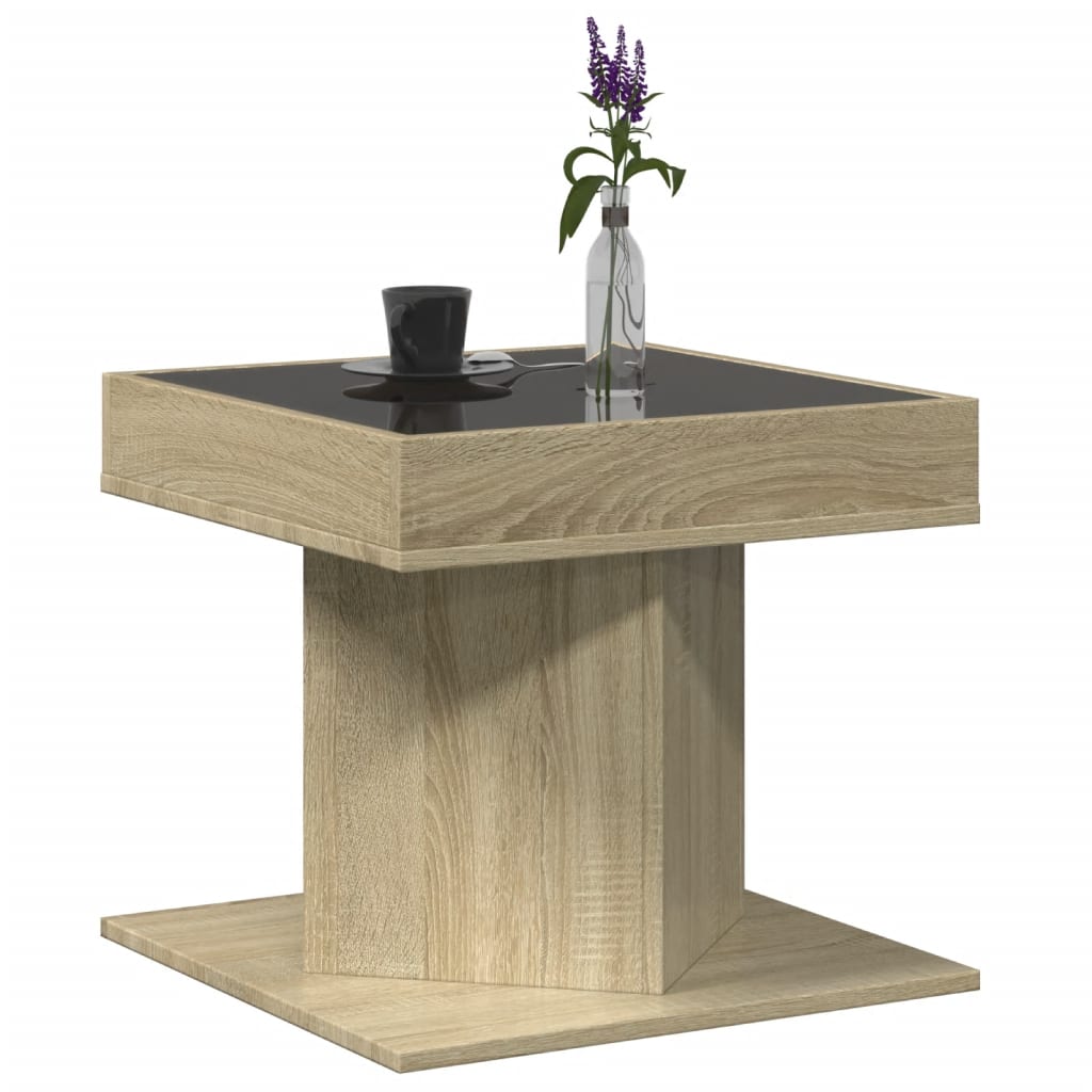 LED-Couchtisch Sonoma Eiche 50x50x45 cm Holzwerkstoff