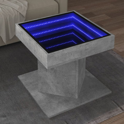 LED-Couchtisch Betongrau 50x50x45 cm Holzwerkstoff