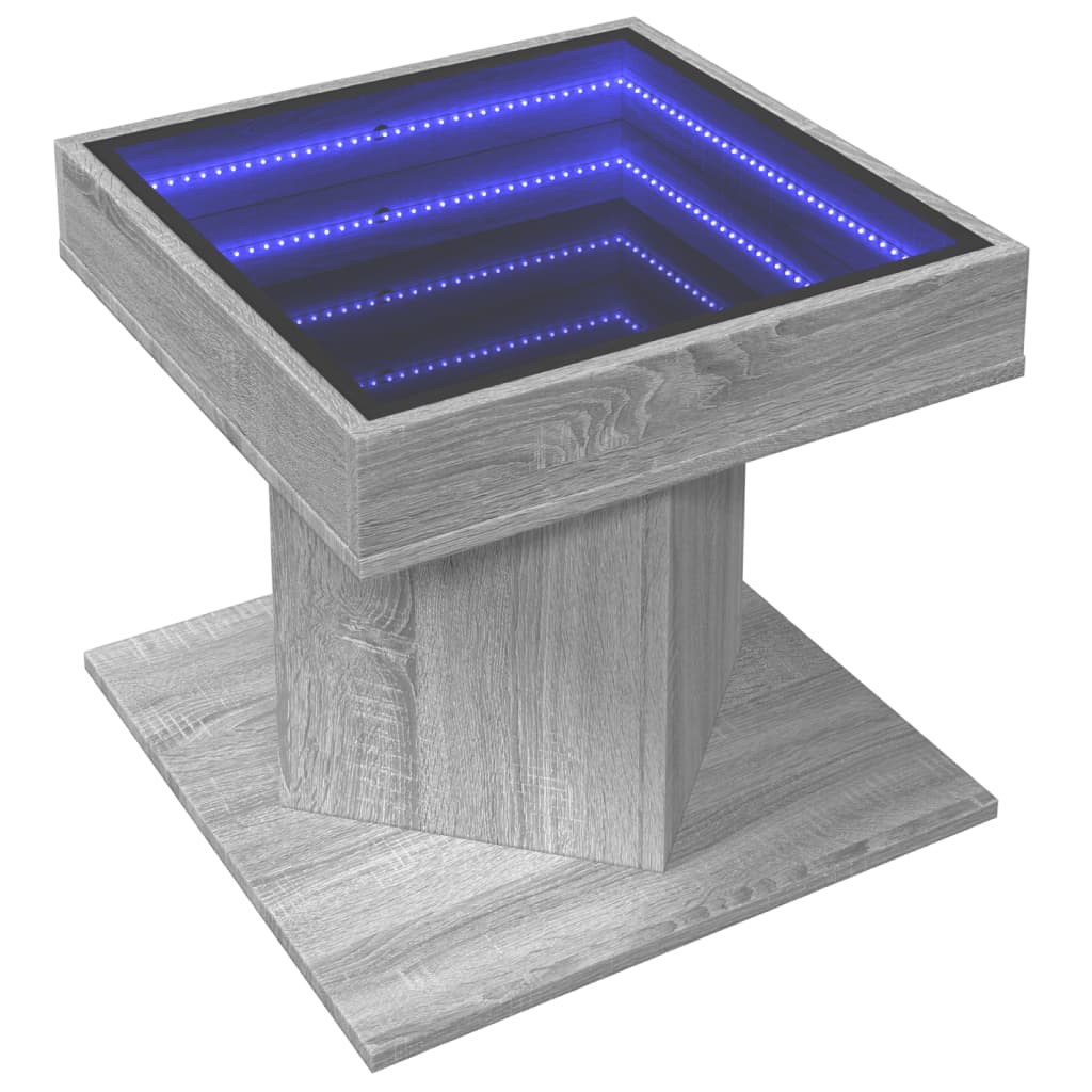 LED-Couchtisch Grau Sonoma 50x50x45 cm Holzwerkstoff