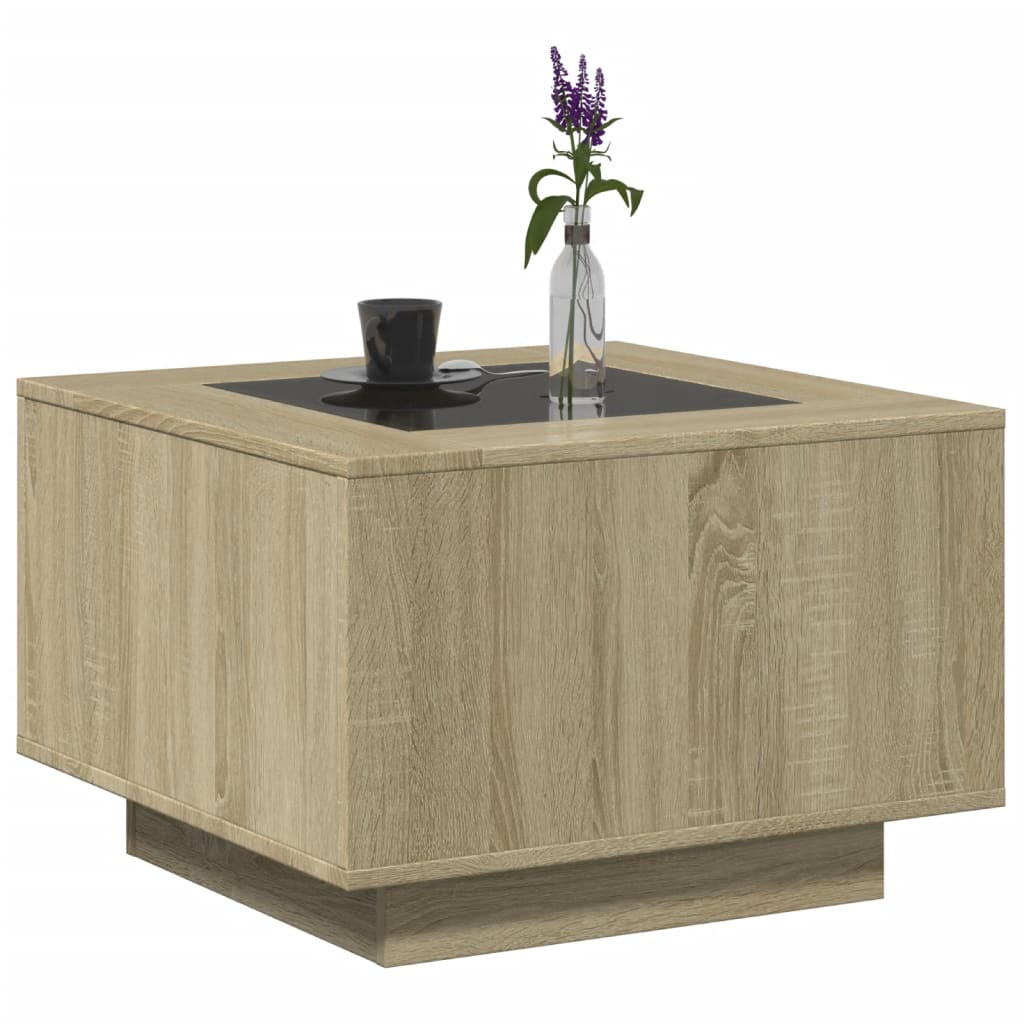 LED-Couchtisch Sonoma-Eiche 60x60x40 cm Holzwerkstoff