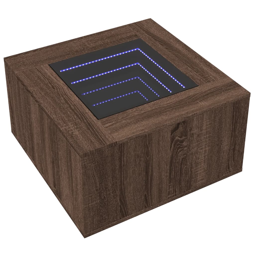 LED-Couchtisch Braun Eichen-Optik 60x60x40 cm Holzwerkstoff