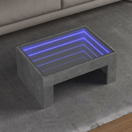 Couchtisch mit Infinity-LED Betongrau 70x50x30 cm