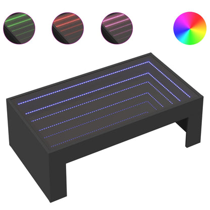 Couchtisch mit Infinity-LED Schwarz 90x50x30 cm