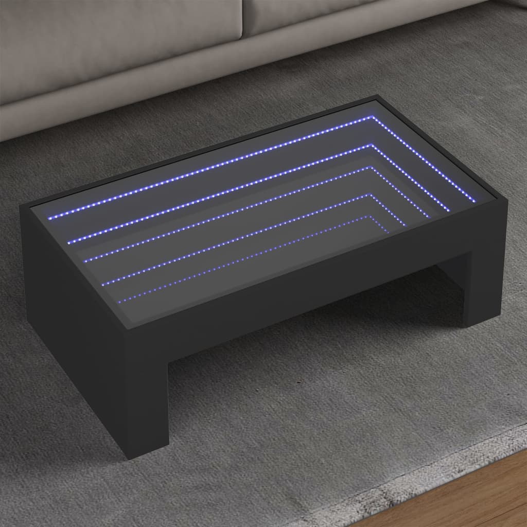 Couchtisch mit Infinity-LED Schwarz 90x50x30 cm