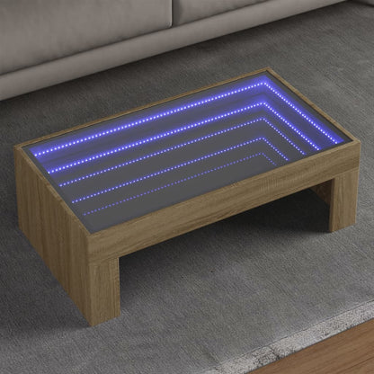 Couchtisch mit Infinity-LED Sonoma-Eiche 90x50x30 cm