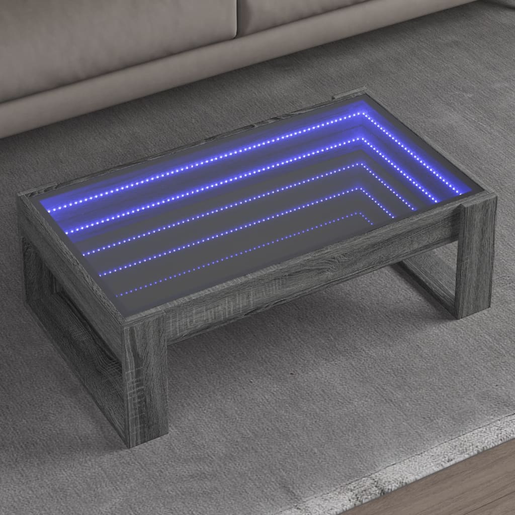 Couchtisch mit Infinity-LED Grau Sonoma 90x53x30 cm