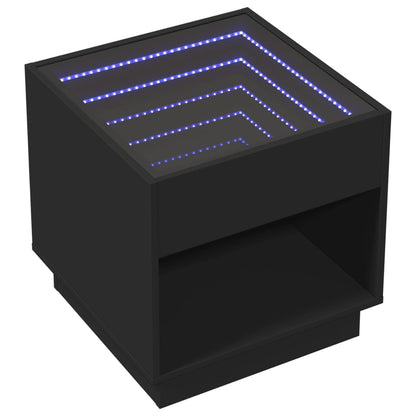 Couchtisch mit Infinity-LED Schwarz 50x50x50 cm